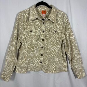 Hearts Of Palm Corduroy Tropical Vine Lightweight Jacket Women’s Sz.‎ 14